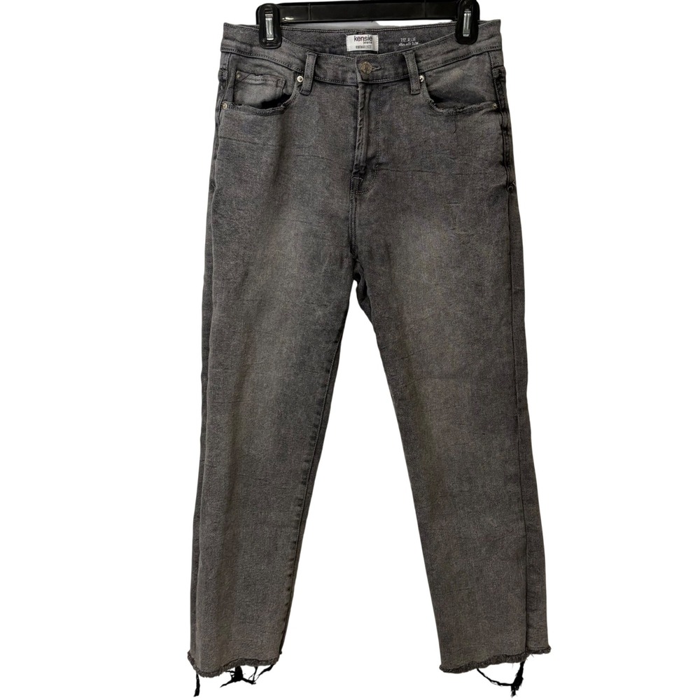 Kensie Jeans Vintage‎ Luxe The Allie High Rise Slim Grey Raw Hem Jeans 10/30